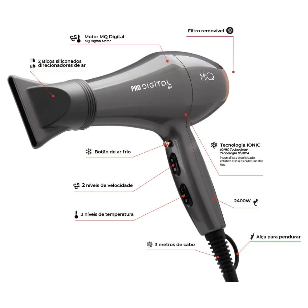 MQ Professional Digitale Haardroger Pro 2600W – 220–240V